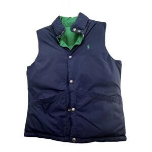 Polo Ralph Lauren Reversible Down Puffer Vest Navy Blue Kelly Green
